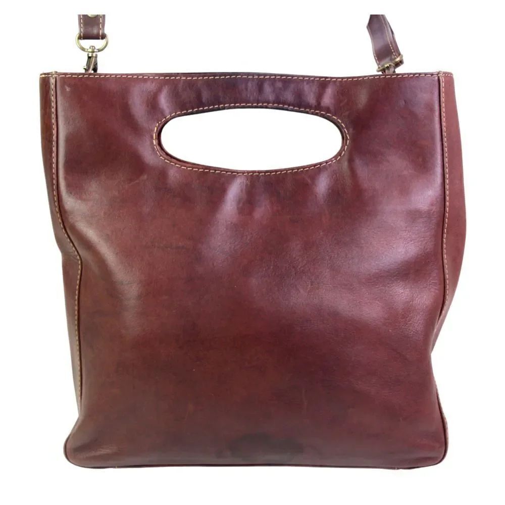 Chaos BROWN GENUINE LEATHER SHOULDER BAG X-BODY SATCHEL HANDBAG ORGANIZER PURSE